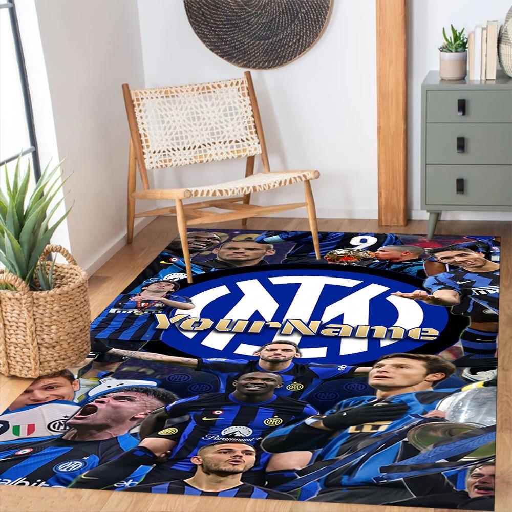 Inter Milan Personalized Name Carpet Design for Kitchen Playrooms Decorate room Dormitory Anti-slip Rug Anime Office Decor Best for Christmas