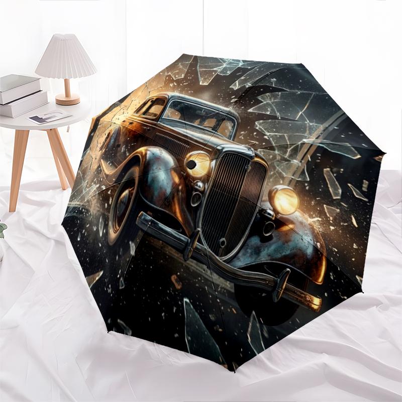 1 Pezzo Ombrello Pieghevole Automatico - Fantasia Auto, Design Portatile e Pieghevole con 8 Stecche, Regali di Natale e Compleanno