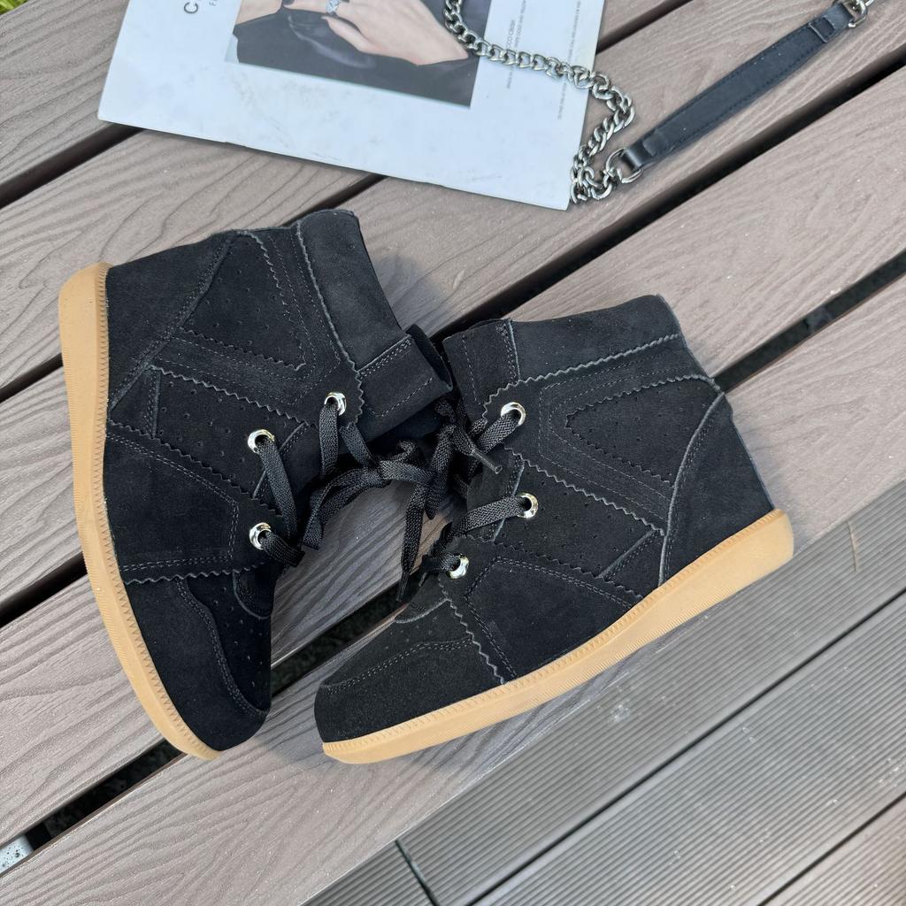 Retro Damen Kurzstiefel mit dicker Sohle Lässige Damen Sneaker mit Höhenvergrößerung High-Top Design Wander-Knöchelstiefel Sportschuhe