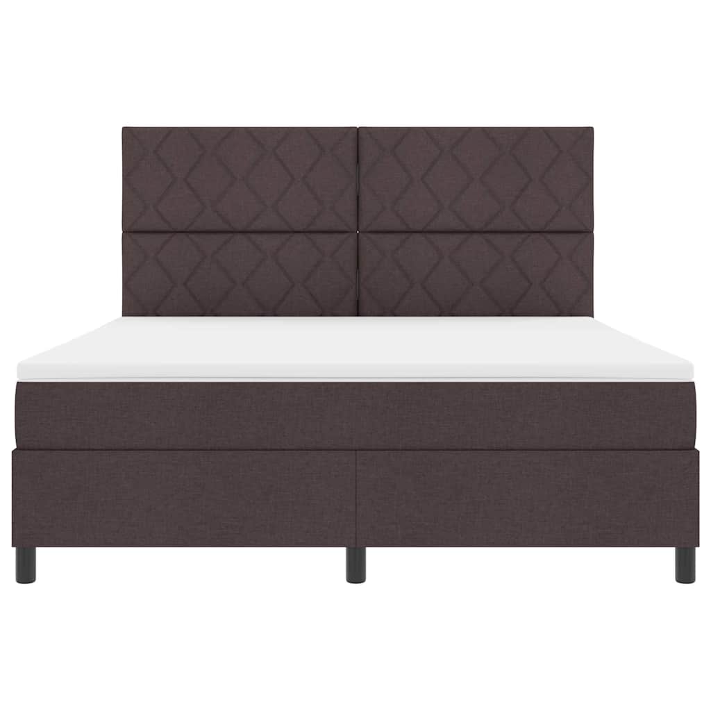 Boxspring Bed with Headboard Dark Brown 180 X 200 Cm Fabric