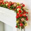 Christmas Glimmer: Garland Set for Tree, Window, and Fireplace with Flocked Leaf Ornaments