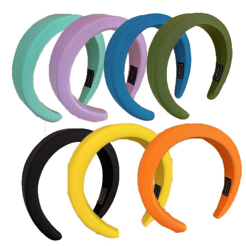 Candy-Colored Heightening Sponge Wide-Brimmed Headband Korean Version Candy-Colored Face Wash Hairband Women's Hair Accessories