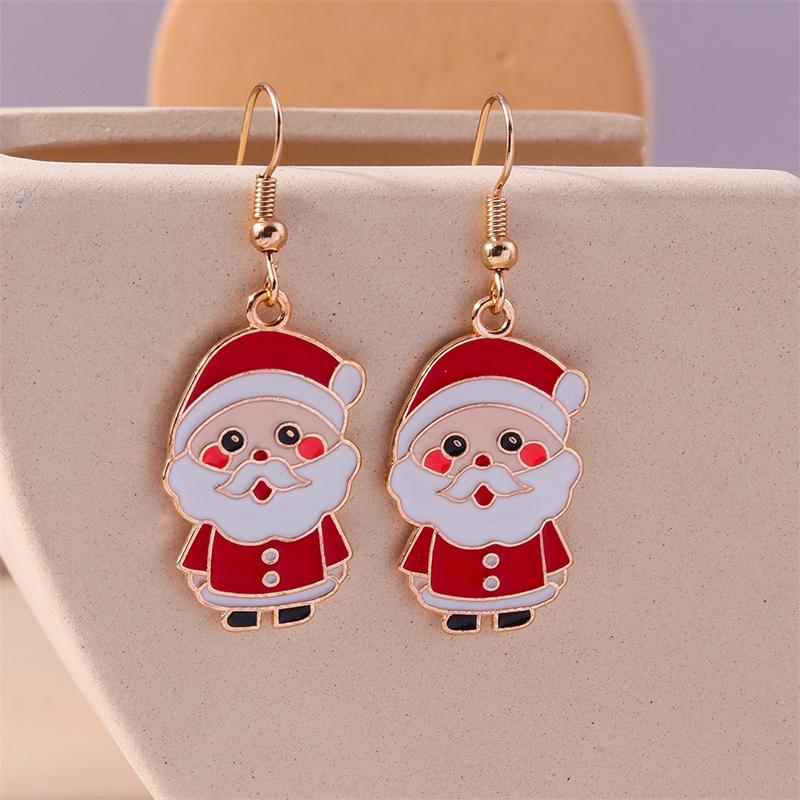 Fashion Merry Christmas Wreath Circle Hoop Earrings for Women Girls New  Party Festival Jewelry Gifts