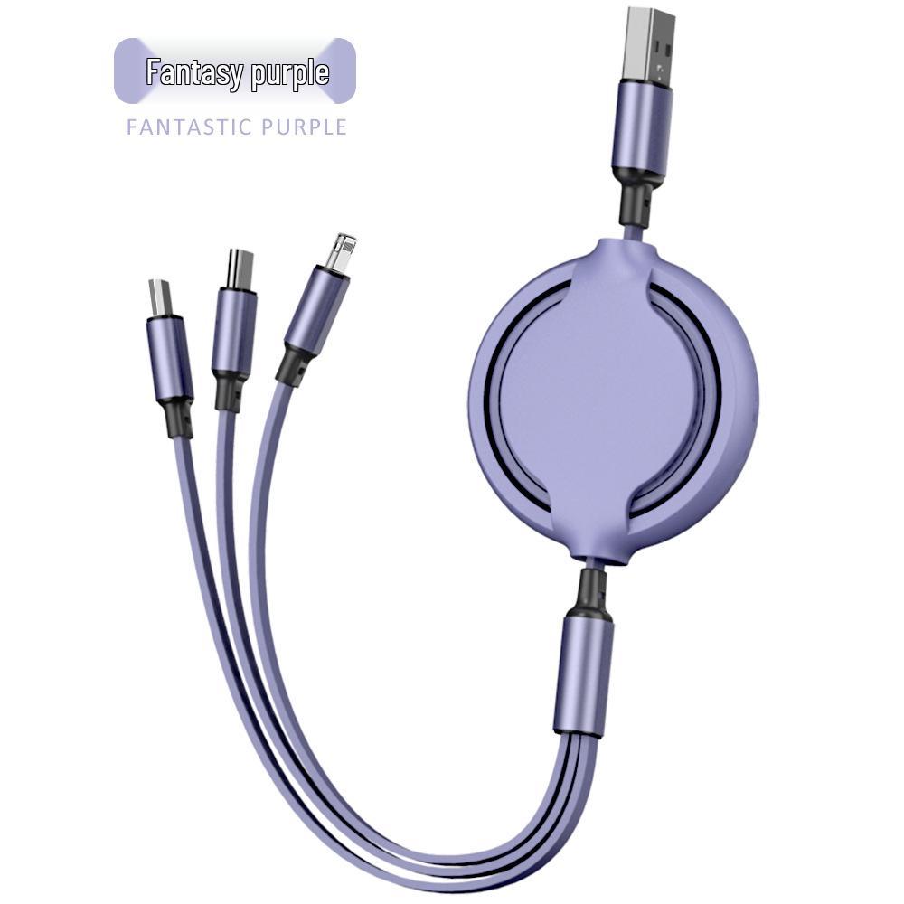 Yuhe Retractable Silicone Fast Charging Cable: One-to-Three for Apple & Huawei with Custom Logo
