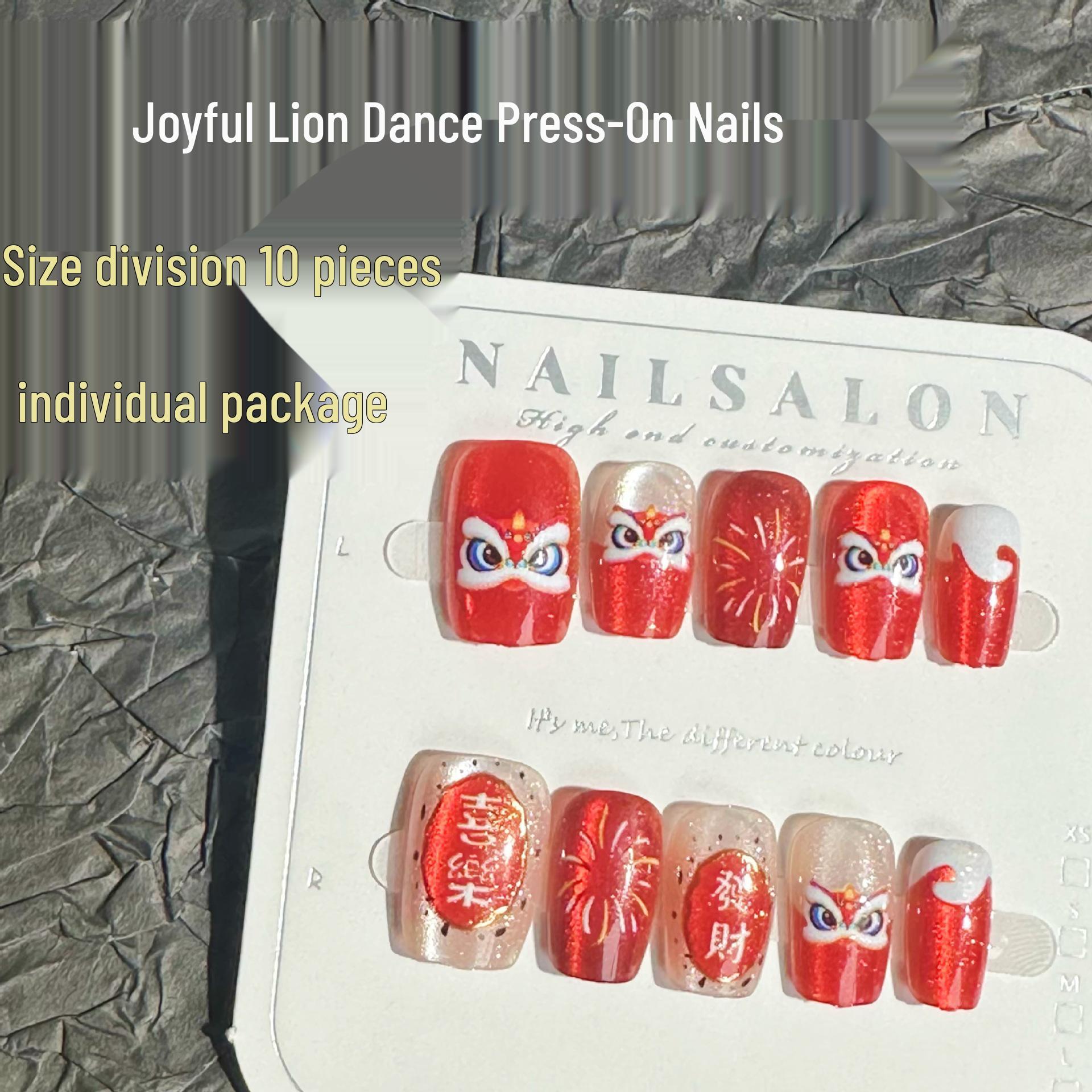 

Joyful Lion Dance Festive Nail Art Stickers