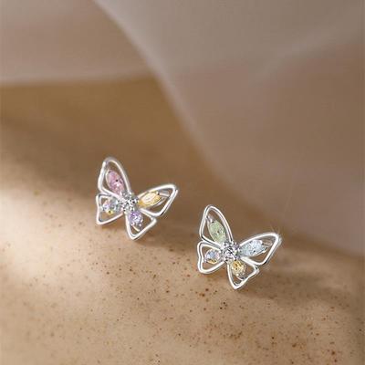 Neue Exquisite Damenmode Bunte Zirkon Hohl Schmetterling Ohrstecker Luxuriöse Schmetterling Ohrringe Schmuck Geschenk ZPG