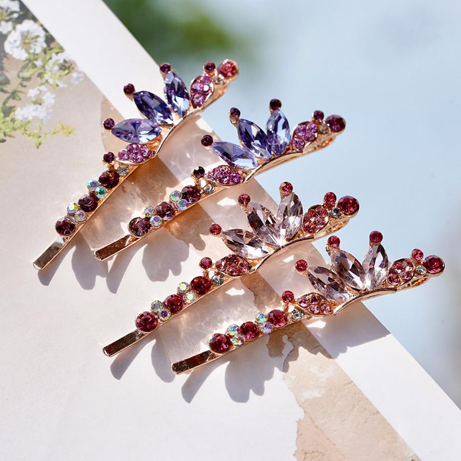 New Shiny Rhinestone Metal Hair Clips For Women Fashion Gold Silver Color Hairpins Girls Hair Accessories Hairgrips Jewelry