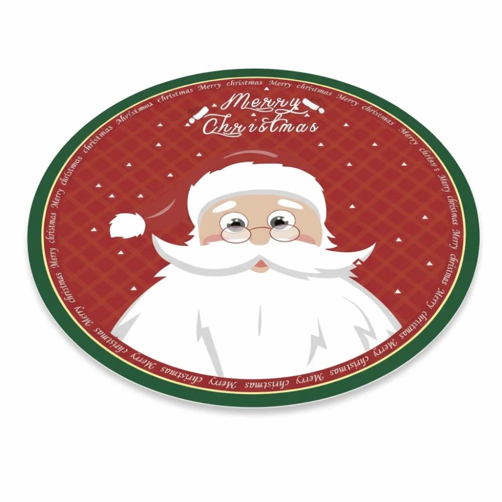 Santa Claus Round Christmas Rug Anti-Slip Water-Absorbent Christmas Tree Circular Carpet Washable Thick Mat Xmas Floor Mat