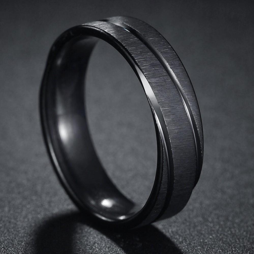 Fede in Tungsteno Nero Anelli Punk Trama d'Acciaio per Uomo Donna Scanalatura Fibra di Carbonio Anello alla Moda