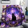 Black Cat Print Flannel Blanket, High Quality Comfortable for All Seasons, Home Decor, Warmth and Comfort, Perfect for Christmas Gifts