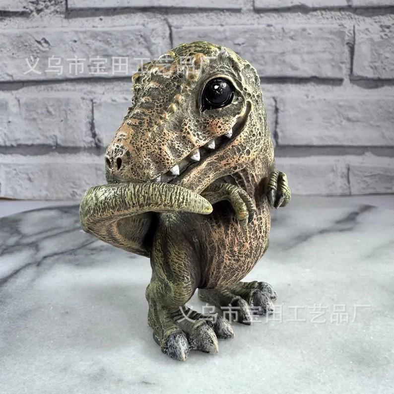New resin statue ornament, cute and creative decoration, don't listen, don't look, don't say Tyrannosaurus rex desktop decoration