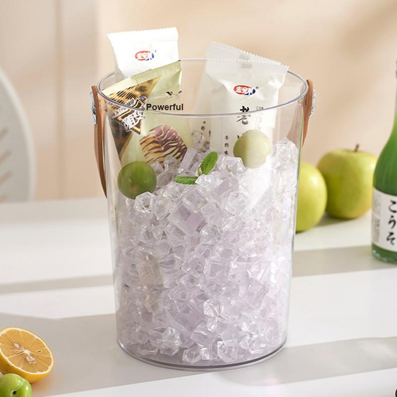 Household Plastic Drink Ice Bucket Hand Raise Appearance Beer Bucket Ice Cooling Water Bucket Large Size Simple Ice Block Storage Bucket