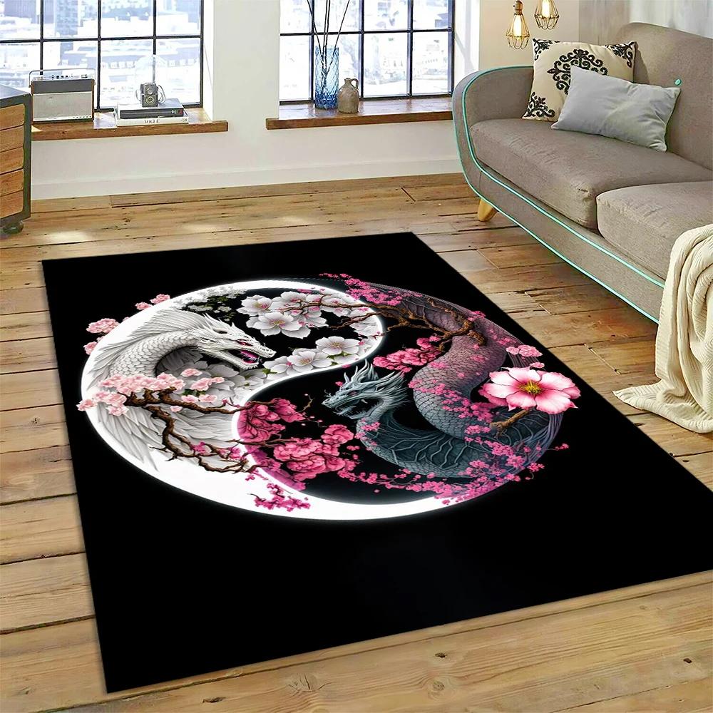 3D Naturalize Yin and Yang Chinese Tai Chi Carpet Rug for Home Living Room Bedroom Sofa Doormat Decor,Kids Area Rug Non-slip Mat
