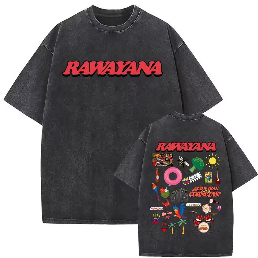 Rawayana ¿Donde Es El After Album Tour Vintage Washed T Shirts Men Clothes Hip Hop High Street T Shirt Summer Casual Tee Tops Streetwear