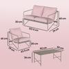 Garden Set for 4 People: Sofa, Armchairs, Table, Metal, Pink