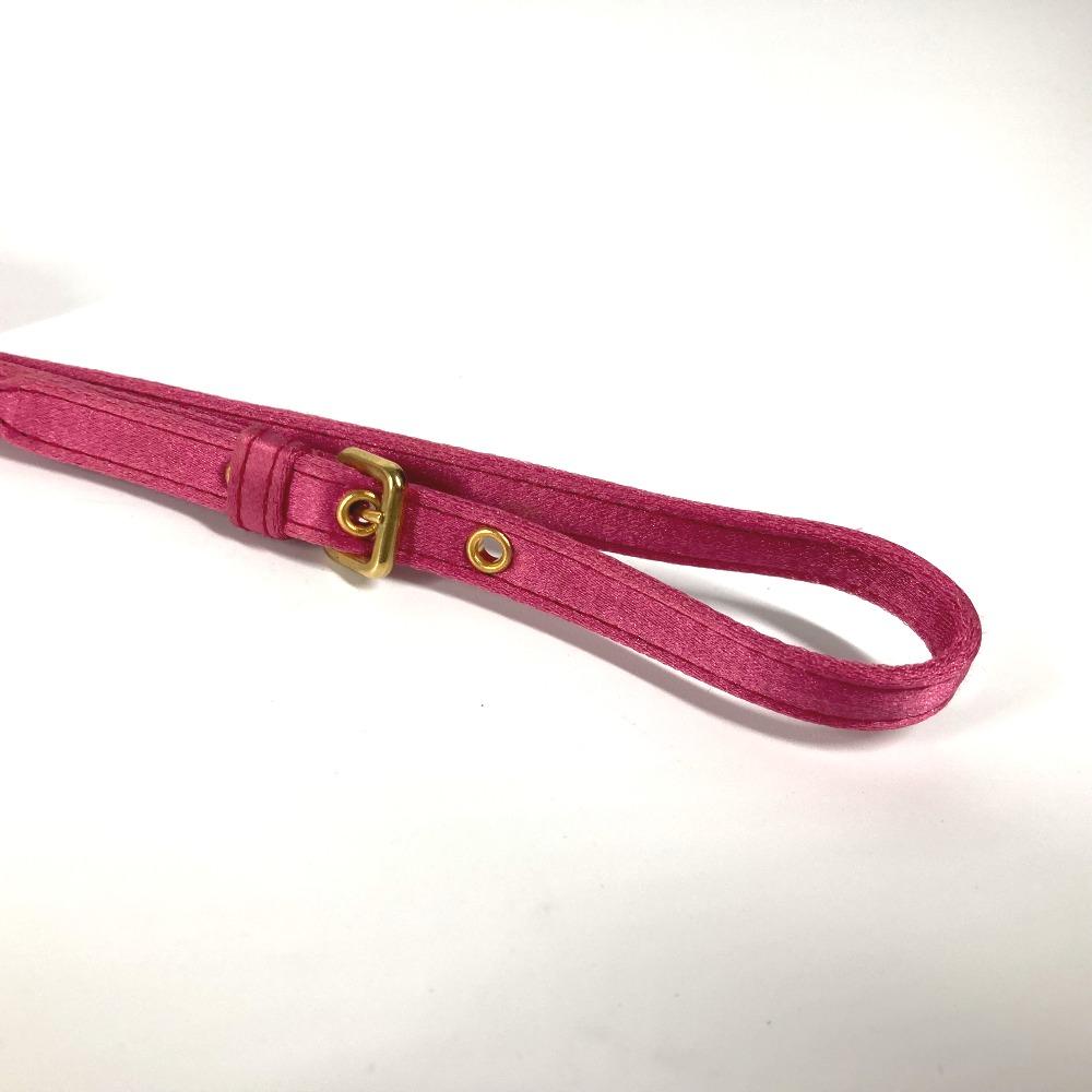 MIUMIU logo Pouch with bag strap Clutch bag Rayon / silk pink