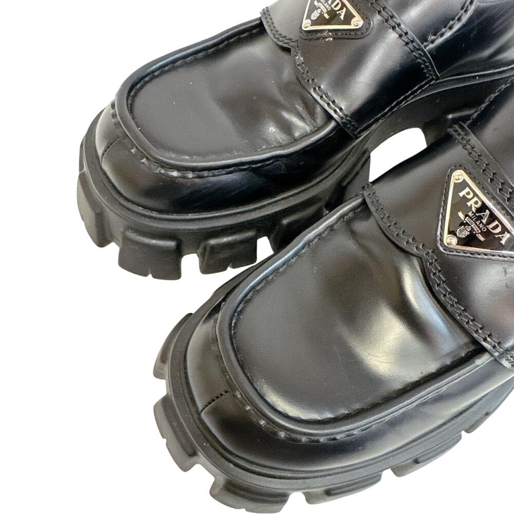 Prada PRADA Monolith Loafers Leather Loafers Black Leather Used