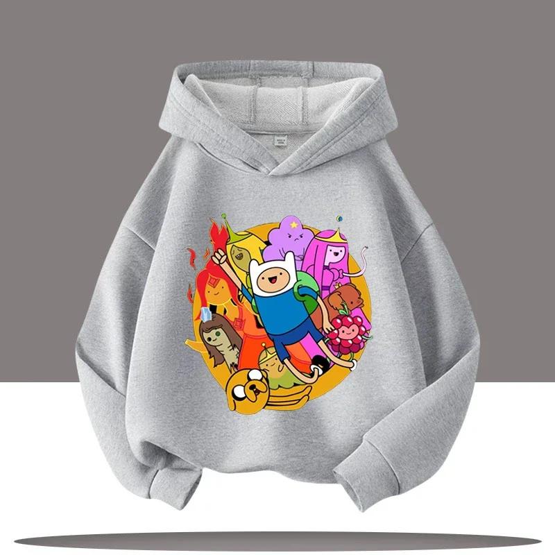 2025 Nová mikina Adventure Time pro děti s potiskem postaviček z kresleného seriálu Dětské sportovní oblečení pro dívky Ležérní top Podzimní/Zimní oblečení