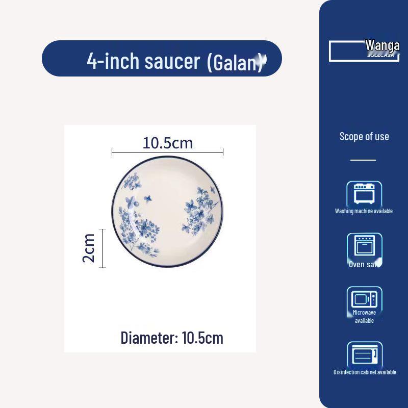 Luxury National Tide Style Ceramic Bowl & Plate Set - Underglaze Color, Ideal for Rice, Soup, and More.