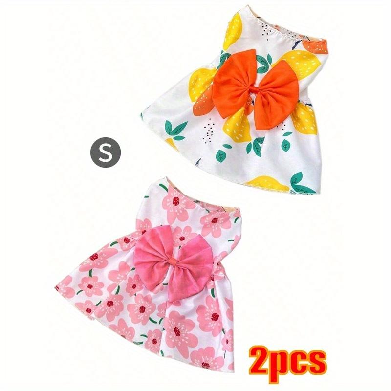 Summer Princess Dog Dress For Small Medium Dogs - Cute Printed Bowknot Lace Pet Skirt | Fashionable Puppy Apparel For Poodle Chihuahua & Small Breeds