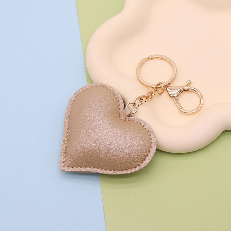 Heart-Shaped PU Leather Keychain - Stylish Accessory for Women's Bags and Car Interior Decor