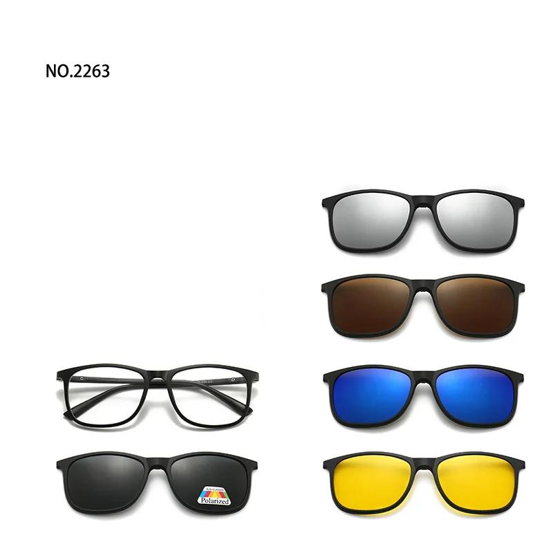 6 In 1 Magnetic Clip Sunglasses prescription Spectacles Men Women Polaroid Night Vision Lenses Glasses