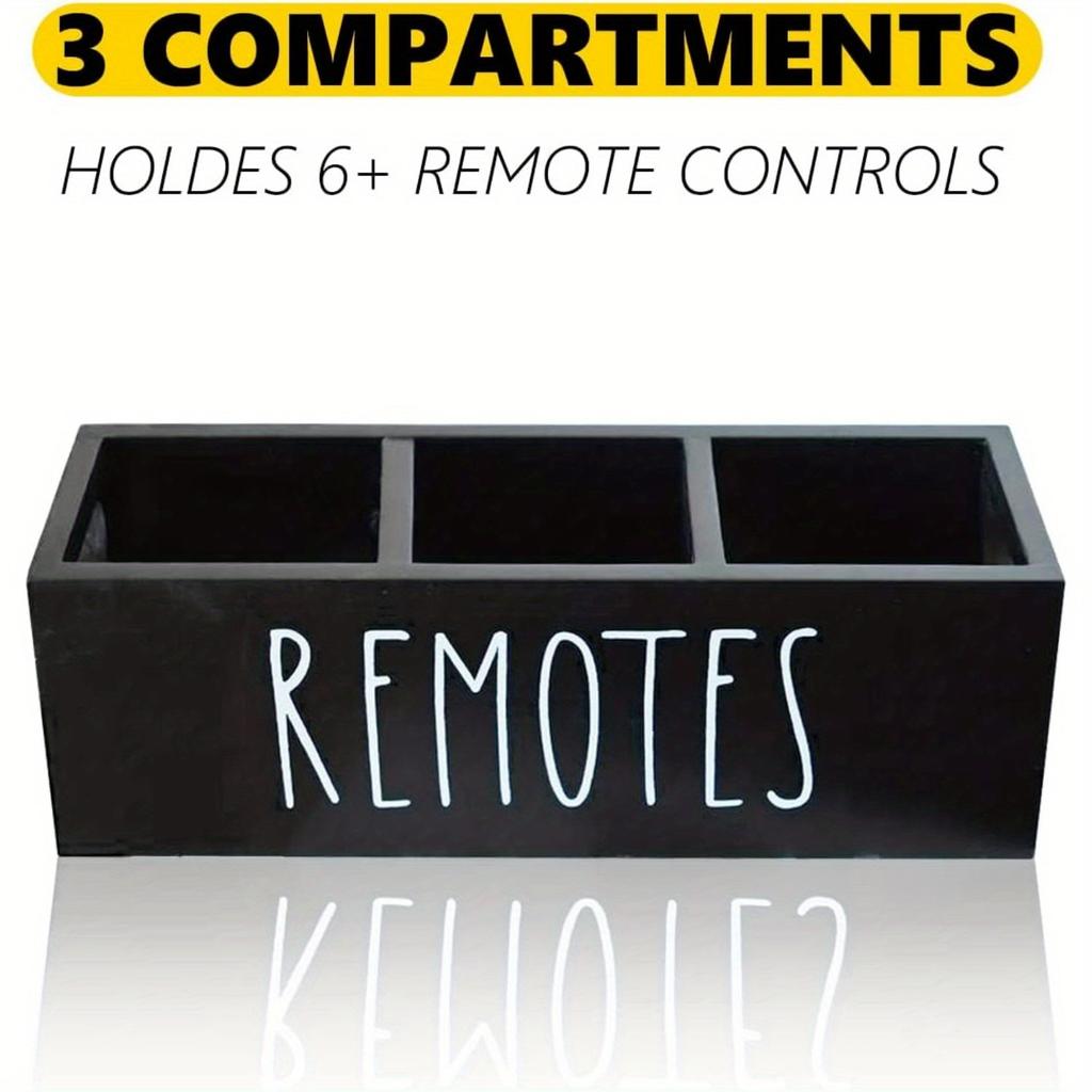 Remote Control Holder, Farmhouse Remote Storage Caddy, Bedside TV Controller Box, Rustic Wood Media Organizer Tray for Home Bedroom Table