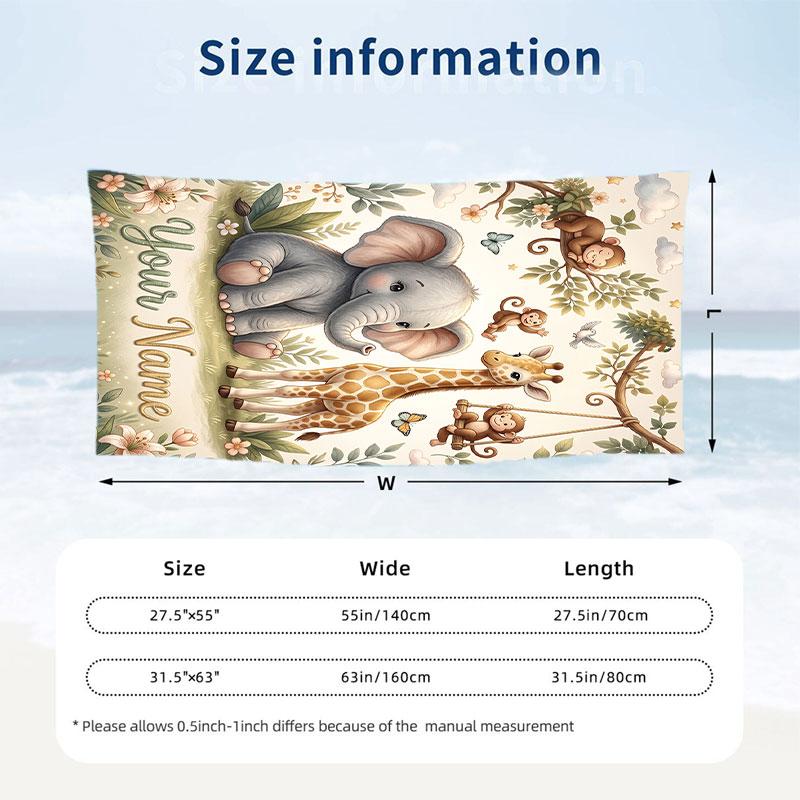 Adventure Journey Theme Beach Towel Personalized Custom Name & Text Soft Quick Dry Beach Towel for Swimming Travel