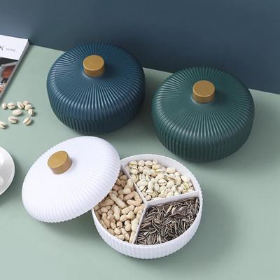 Caja de Snacks de 3 Compartimentos Plato de Frutas Caja de Almacenamiento de Caramelos Bandeja de Snacks de Frutos Secos Plato de Servir Aperitivos Bandeja de Almacenamiento de Alimentos con Tapa