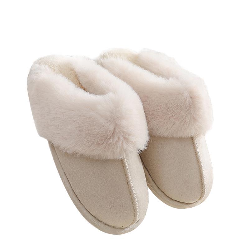 Unisex Suede Cotton Slippers: Warm Furry Indoor Footwear for Autumn & Winter