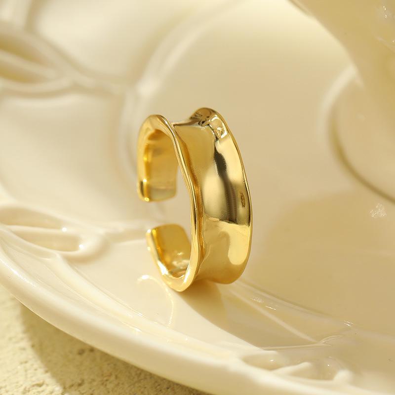 

Кольцо Banyan Tree S925 Silver Irregular Geometric Ring для женщин - минималистичный, модный холодный стиль RS578; Adjustable opening золотой