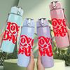 1PC Lover Babe Retro Red Letter Print 750ml Color Plastic Sports Water Bottle Leakproof Flip Straw Lid Suitable for Sports Office Home Use
