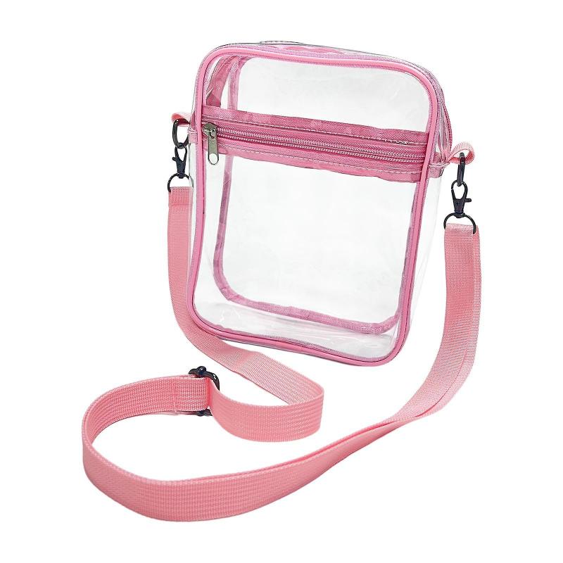 Clear Crossbody Bag Clear Purse Bag for Travel Outdoor Sports Events Pink Large