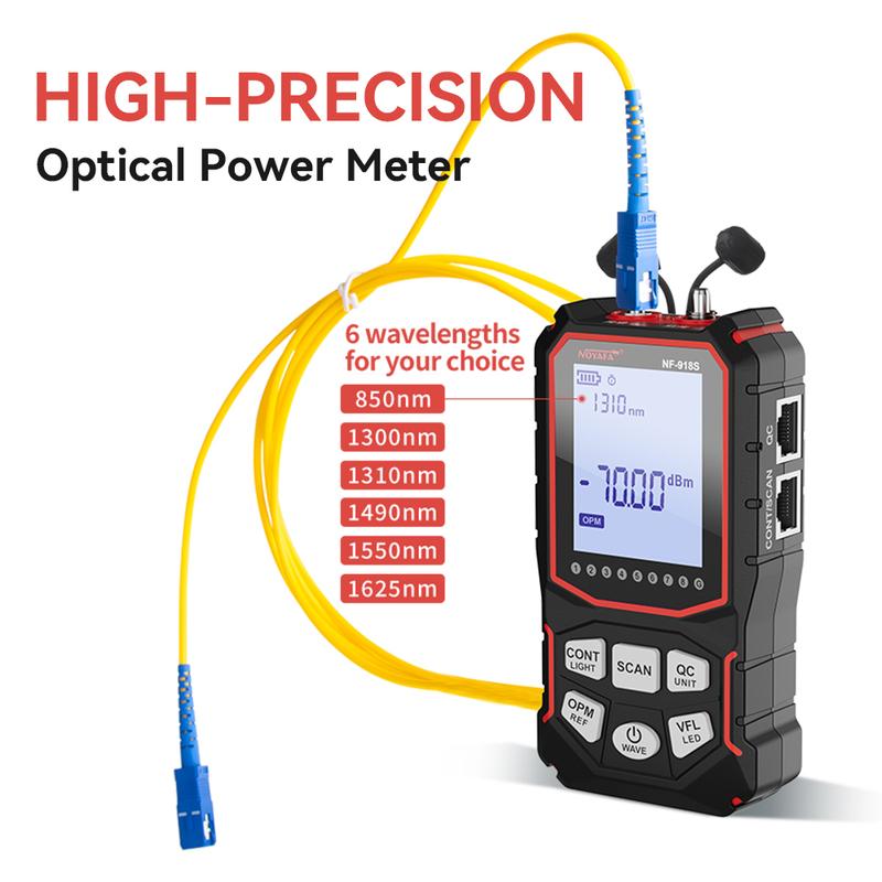 NOYAFA NF-918S Network Cable Tester Red Light Pen Wire Tracer with Optical Power Meter POE Check Wiremap Crimp Test Line Finder