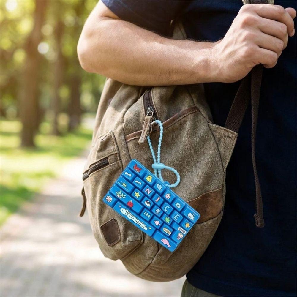 Cartoon 26-Key Keychain 26 Key Grid Keycap Clicker Mechanical Keyboard Keychain Bag Charm