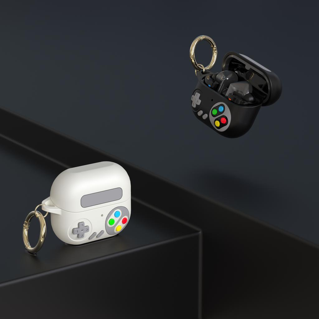 Für Samsung Galaxy Buds3 Pro Silikonhülle Retro-Spielkonsole Ohrhörer-Abdeckung mit Karabiner