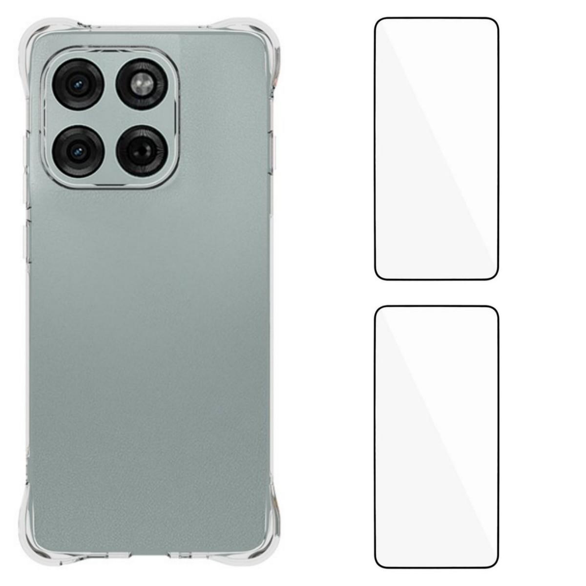 

For Motorola Edge (2025) 5G TPU Case WANLONFENG WL2 Series 2.0mm Phone Cover with 2Pcs Tempered Glass Films Transparent