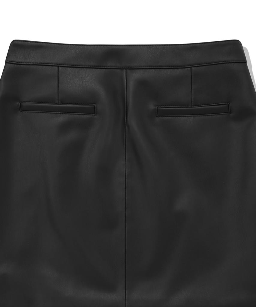 COVERNAT WOMAN Synthetic Leather Wrap Skirt Black
