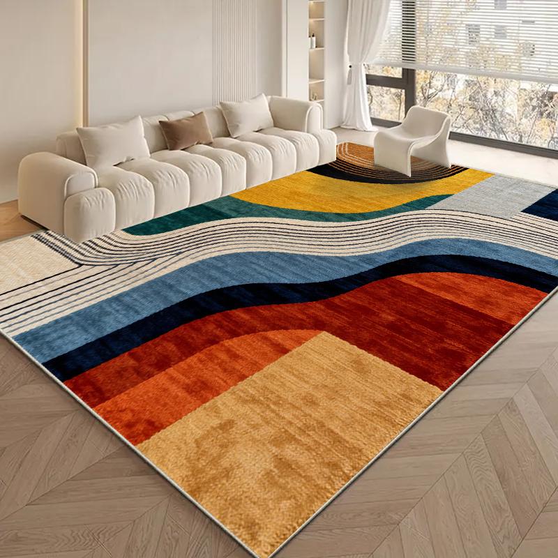 RAKKS Modern Geometric Crystal Rug - Abstract Line Art Design, Smooth Low Pile Velvet, Non-Slip for Contemporary Living Room