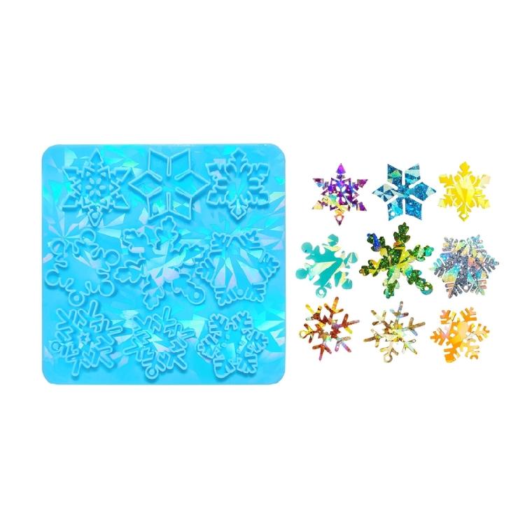 

Holographic Silicone Mold Rainbow Effects Exquisite Snowflake Pendant Resin Mold синий