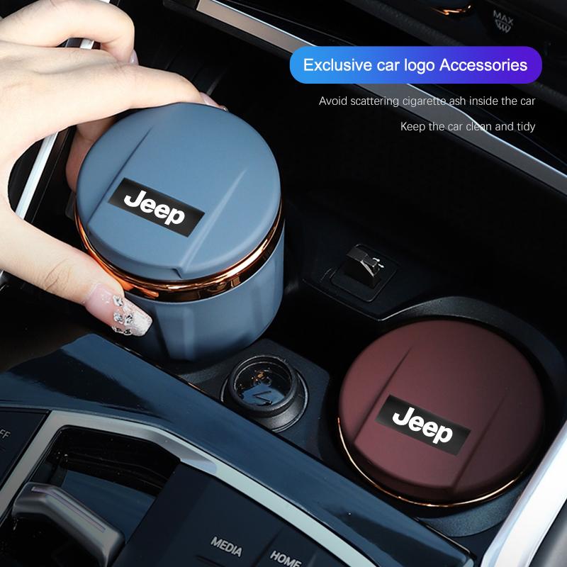 4 Colors Car Ashtray LED Interior Ceramic Ashtrays For Jeep Renegade Compass Grand Cherokee Wrangler Gladiator Patriot Liberty ANR1