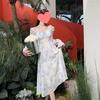 French Floral Dress Summer Dress With Recycled Cellulose Fabric For Elegant Vacation Wear
