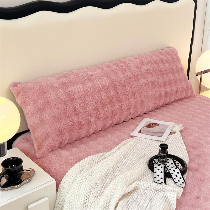 Langer Kissenbezug aus Plüsch-Kunstkaninchenfell – Doppelter Kissenbezug aus Milchsamt-Fleece