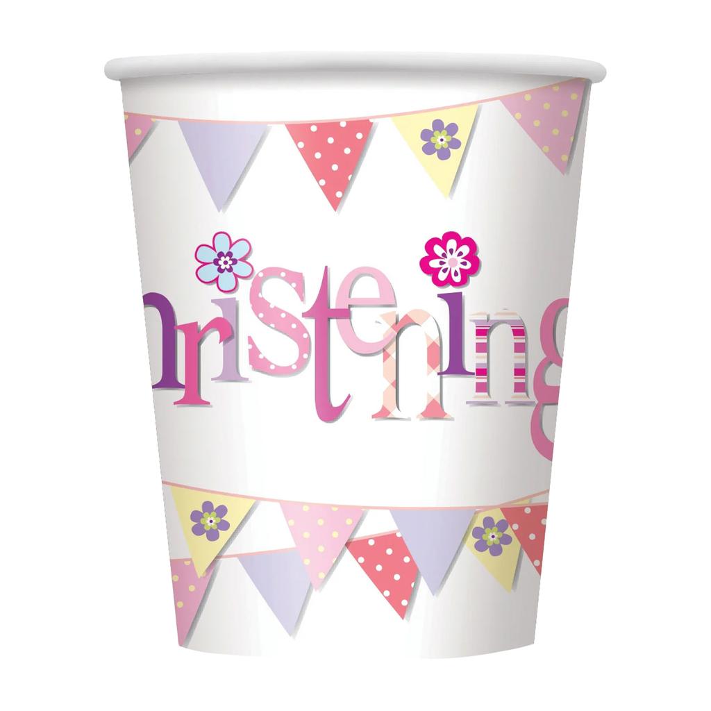 Unique Party Paper Bunting Christening 270ml Disposable Cup