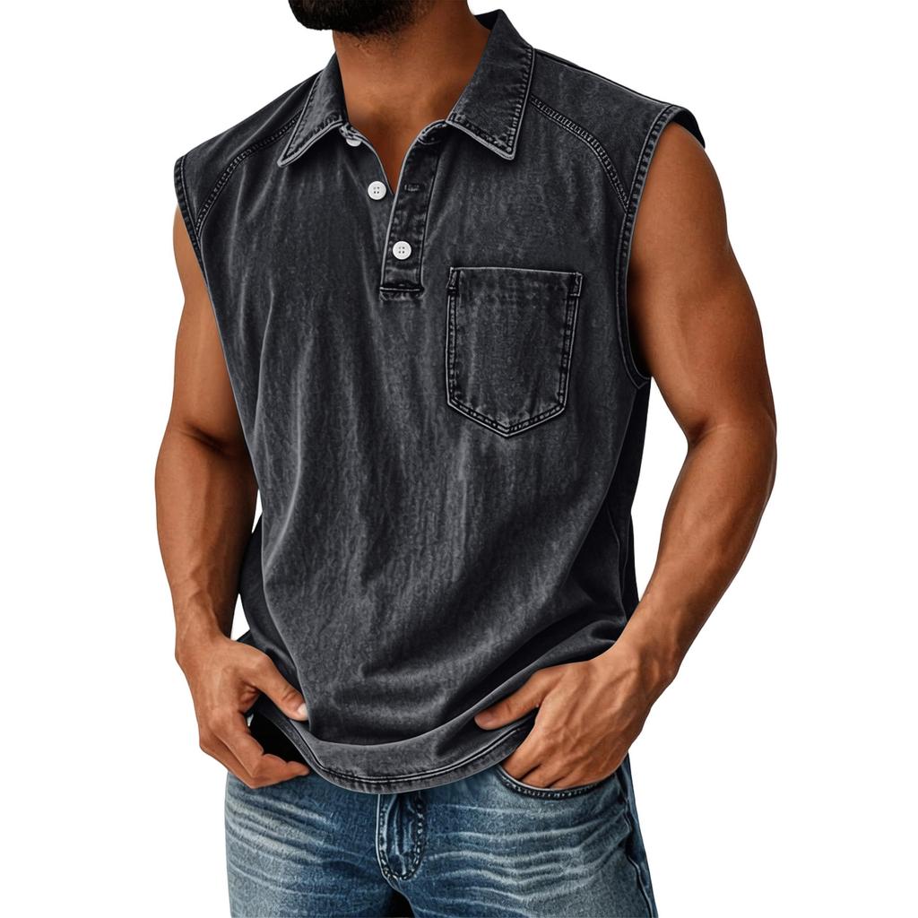 Men's Summer Color Pocket Sports Buttons Vest Men's Sports Casual Vest