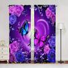 Floral Butterfly 3d Print Curtains, Rod Pocket Semi Blackout Curtains, Bedroom Living Room Office Decorative Curtains, Kids Gift