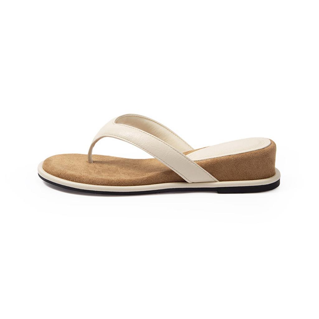 French Slope Heel Flip-Flops Women'S Summer Outer Wear Holiday Style Beach Sandals Flat Bottom Heightening Toe Sandals With Skirt