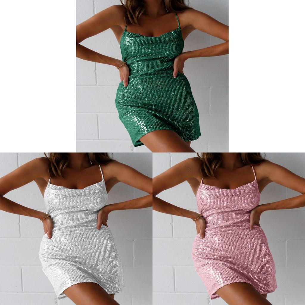 Sexy Bodycon Jurk met Spaghettibandjes en Pailletten voor Nachtleven en Clubkleding