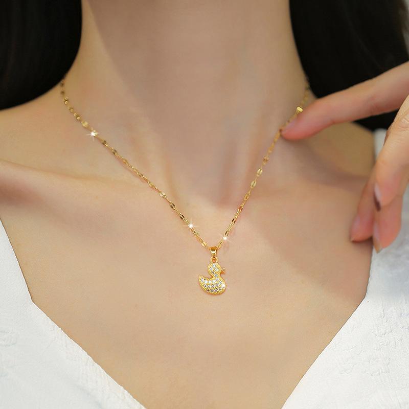 Light Luxury Full Diamond Duckling Zircon Light Luxury Design Versatile Korean Style Niche Design Live Necklace