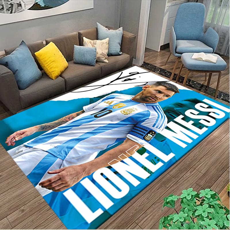 1pc Football Star Messi Rug, Comfortable Printed Home Area Carpet, Cozy Office Chair Rug